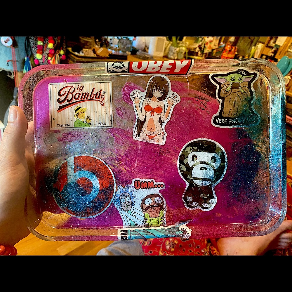 Handmade epoxy resin rolling tray